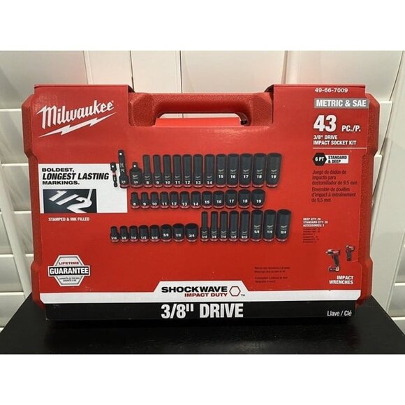 Milwaukee 49-66-7009 SHOCKWAVE 3/8" Impact Duty SAE/Metric 43 PC Socket Set - Picture 3 of 9